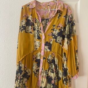 Free People Yellow Floral Mini Dress